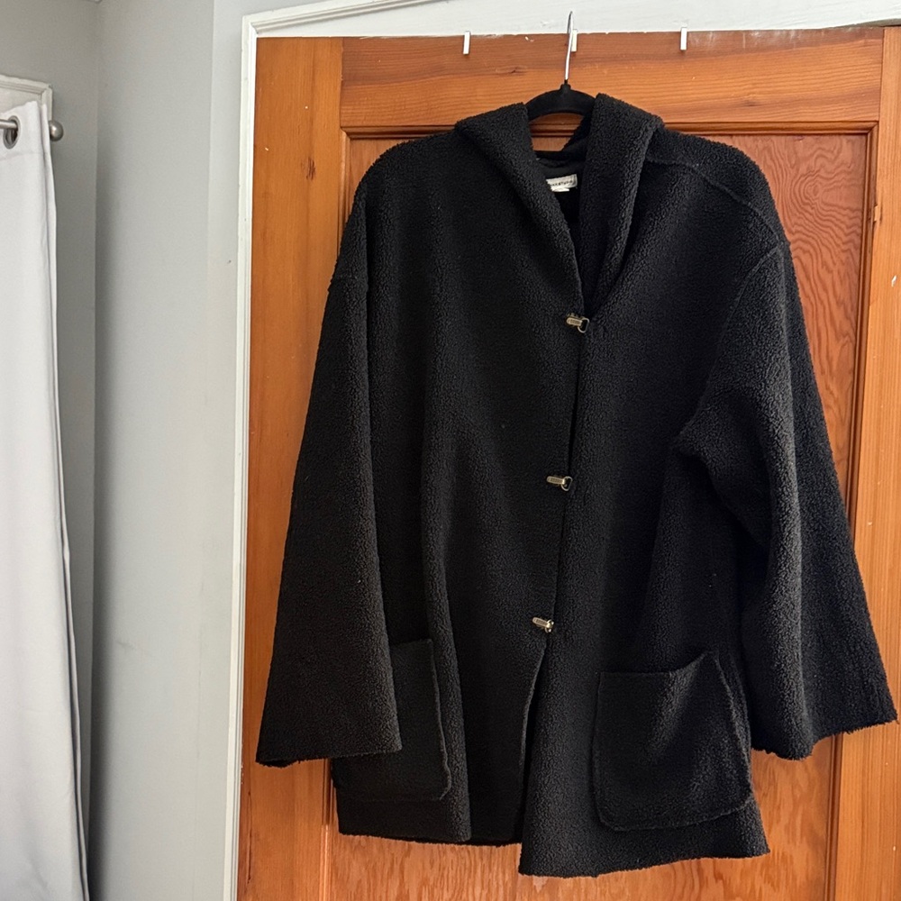 Women's Black Polyester Coat